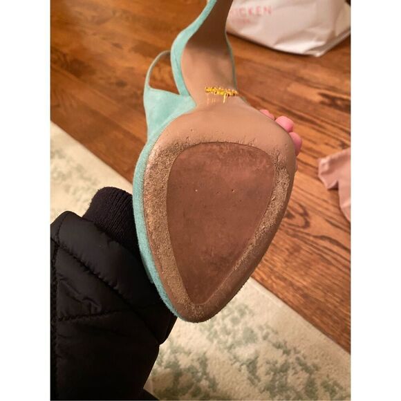 Prada Teal Suede Slingback Platform Pumps sz 39 - Picture 6 of 10